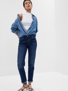 Gap Mid Rise Girlfriend Dunkelwaschen | 4297-IFYOG