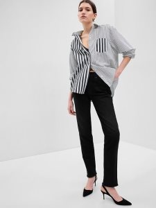 Gap Mid Rise Girlfriend Schwarz | 9573-KFAHC