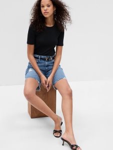 Gap Modern Crewneck Half Sleeve Schwarz | 3045-CESJN