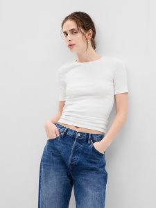 Gap Modern Kurzes Sleeve Weiß | 6104-NPFMT