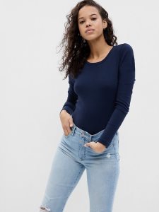 Gap Modern Long Sleeve Navy Blau | 8973-FOZHD