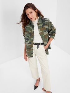 Gap Oversized Khaki Shirt Grün Camouflage | 5374-BFLVW