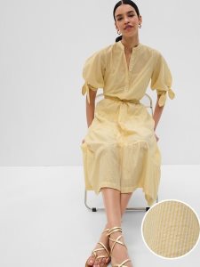 Gap Popover Metallic Stripe Midi Gelb Weiß | 5864-IJZUB