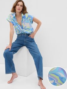 Gap Print Blau Mehrfarbig | 9342-KOZNG