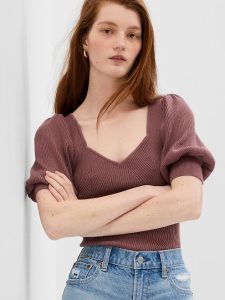 Gap Puff Sleeve Corset Braun | 8120-PLNCF