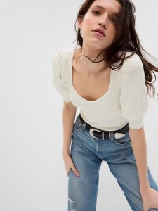 Gap Puff Sleeve Corset Weiß | 8520-FQDLS
