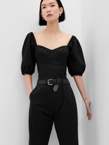 Gap Puff Sleeve Crop Schwarz | 9601-QRPMY