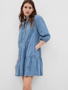 Gap Puff Sleeve Denim Mini Waschen | 1492-RXQMY