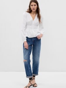 Gap Puff Sleeve Peplum Weiß | 9316-ODUGB