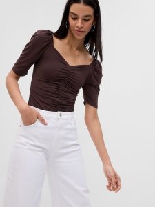 Gap Puff Sleeve Ruched Braun | 9013-DVPIO
