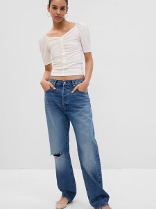 Gap Puff Sleeve Ruched Weiß | 7235-YXODE