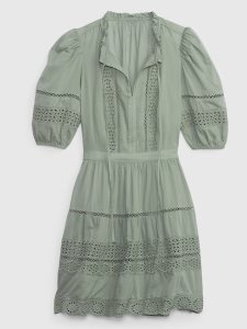 Gap Puff Sleeve Spitze Mini Olivgrün Grün | 9485-DLPOY