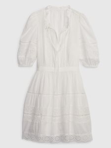 Gap Puff Sleeve Spitze Mini Weiß | 3702-UHABQ