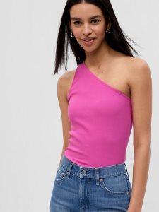 Gap Rib One-Shoulder Rosa | 2104-DLKEI