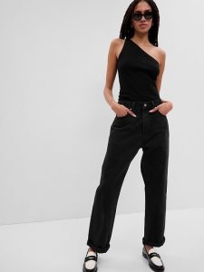 Gap Rib One-Shoulder Schwarz | 4239-ZMAFW