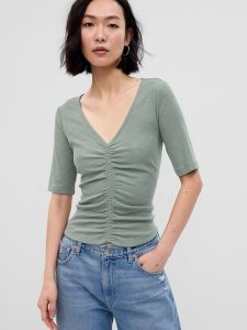 Gap Ruched Rib Olivgrün Grün | 9381-PLZMY