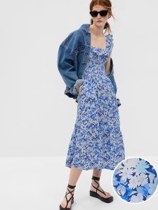 Gap Ruffle Neck Midi Blau | 8953-NRXFH