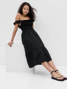 Gap Ruffle Neck Midi Schwarz | 2806-GPENZ