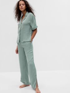 Gap Satin Weite Leg PJ Olivgrün Grün | 3521-VEHFW