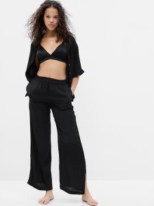 Gap Satin Weite Leg PJ Schwarz | 0539-WPHFJ