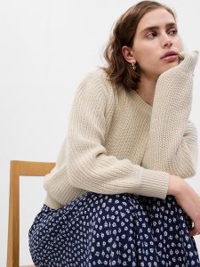 Gap Shaker-Stitch Crewneck Beige | 1596-QJRGV