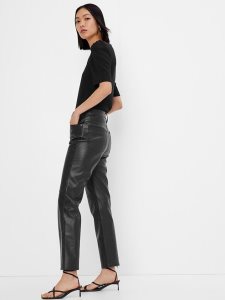 Gap Sky High Rise Faux-Leder Cheeky Gerade Schwarz | 7569-VSNGL