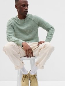 Gap Slub Baumwoll Raglan Crewneck Olivgrün | 2956-PIDFL