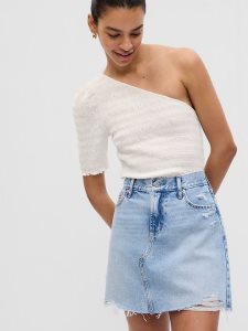 Gap Smocked One-Shoulder Weiß | 3017-JULAH