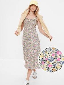 Gap Smocked Tiered Midi Weiß Mehrfarbig | 7123-BJVWC