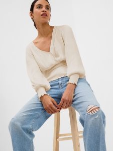 Gap Smocked Wrap Weiß Beige | 3614-BWFDQ