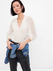 Gap Spitze Sleeve Weiß | 0214-DLHVU