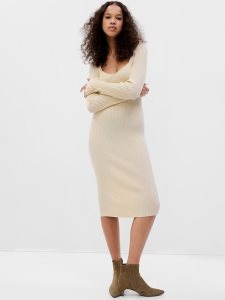 Gap Sweetheart Rib Midi Pullover Beige | 7394-WVGKD