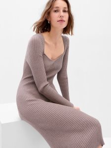 Gap Sweetheart Rib Midi Pullover Braun | 4329-PSOAT