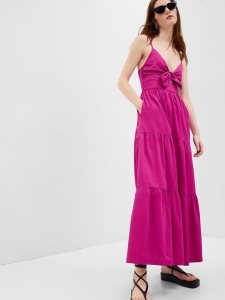 Gap Tie-Front Cutout Maxi Rosa | 7861-LSFMJ