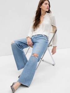 Gap Tie-Front Ruffle Beige | 9764-UGCAE