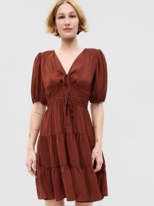 Gap Tie-Front Tiered Mini Kupfer Braun | 3604-XISMH