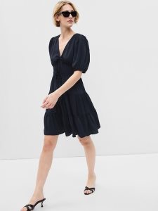 Gap Tie-Front Tiered Mini Navy Blau | 7804-XDHEY