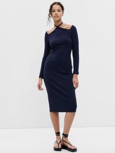 Gap Tie-Neck Cutout Midi Navy Blau | 2630-NMPCY