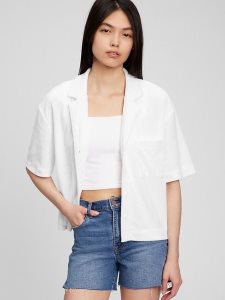 Gap Towel Terry Vacay Shirt Weiß | 8657-UGBYN