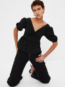 Gap Twist-Front Peplum Schwarz | 3029-FQULD