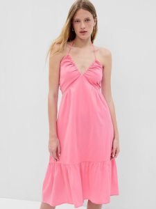 Gap V-Neck Halter Midi Rosa | 7603-OCIKQ