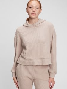 Gap Waffle-Knit Hoodie Braun Beige | 8594-HNCRE
