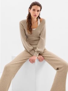 Gap Wolle-Blend Rib Khaki Braun | 9578-KFOXS